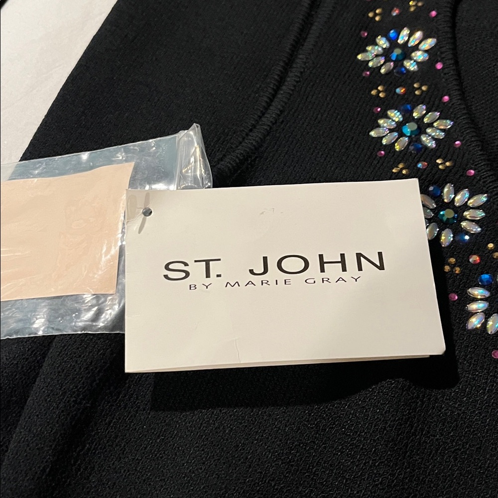 St. John Evening - Black heavy knit evening dress with decorative beads. - Picture 2 of 7